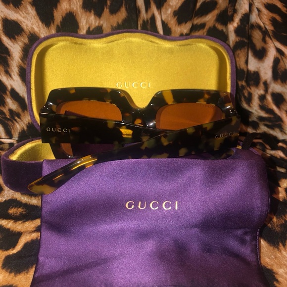 GUCCI GG1111S 003 Sunglasses Women's Havana/Pink Square Shape 53mm - Picture 5 of 9